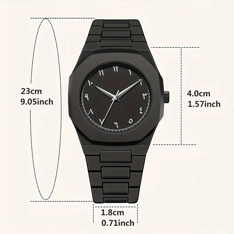 Aura black Arabic dial watch for men