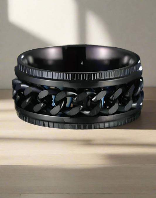 Black Stainless Steel Spinner Chain Ring